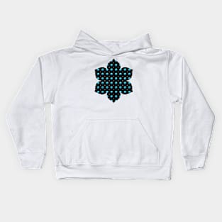 Rows of Stars and Flowers, Light Blue Kids Hoodie